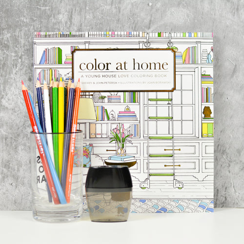 Adult Coloring Book with colored pencils and sharpener