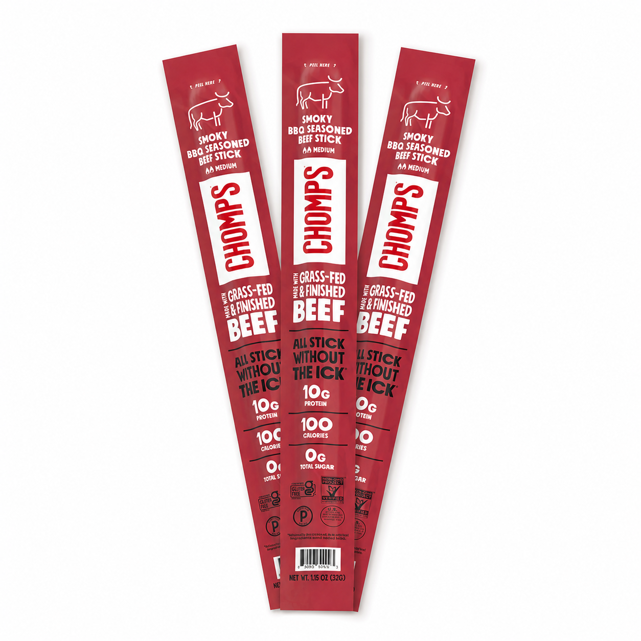 Chomps Smoky BBQ Seasoned Beef Sticks set of 3
