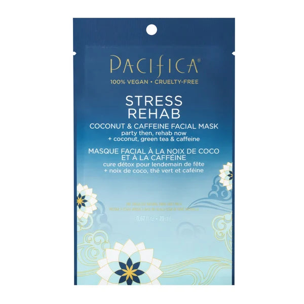 Pacifica Stress Rehab Coconut & Caffeine Face Mask, Sheet Mask, Vegan