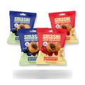 Smash Foods Jammy Protein Bites Variety Pack with two Cashew Butter and Blueberry packs and two Sunflower Butter and Strawberry packs